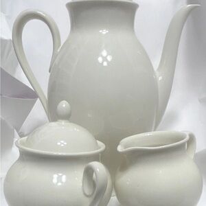 Vintage Fürstenberg Germany White Porcelain 3-Piece Coffee/Tea Set